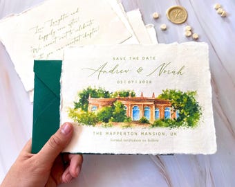 Hand Painted Watercolor Wedding Venue Save the Date (Digital only)