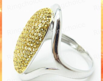 2.00Ct Yellow Diamond Twilight Bella Stayl Pave Set Ring, Twilight Bella&#39;s Ring, Dome Style Ring, Split-Shank trouwring