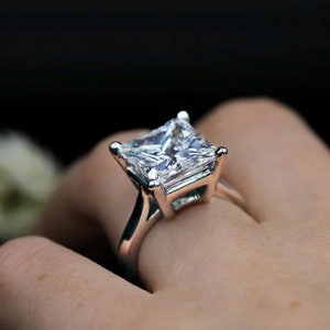 Prinzessin Stone Solitaire Ring, Vier Zacken Set Diamant Verlobungsring, Schöne Solitaire Brauthochzeit Ring, Liebe vorschlagen Ring