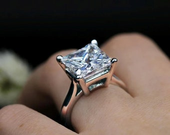 Princess Stone solitaire ring, vier griffen set diamanten verlovingsring, prachtige solitaire bruids trouwring, Love Propose Ring