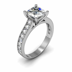 Vier Zinken 3.00Ct Prinzessin Diamant Verlobungsring, Prinzessin Diamant Solitär Art Deco Ring, Vintage Damenring