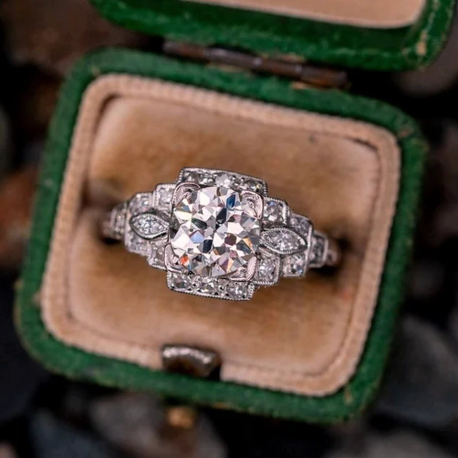 1920s Vintage Bridal Ring, 2.70ct White Round Diamond Wedding Ring 1920s Vintage Bridal Ring, 2.70ct White Round Diamond Wedding Ring