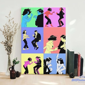 Pulp Fiction Dance Scene Framed Canvas, Pulp Fiction Wall Decor, Pulp Fiction Poster Print, Vintage Retro Art Print, Quentin Tarantino