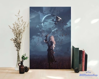Maelle Framed Canvas, Geek Gamer, The Continent, Expedition 33, Dark Fantasy, Gaming Canvas, Clair Obscur Merch