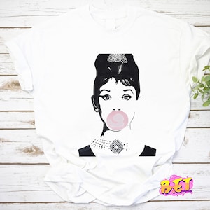 Audrey Hepburn Blowing Bubble Gum T-Shirt, Audrey Hepburn Shirt, Movie Lover Shirt