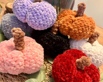 Handmade crochet pumpkin fall decoration | Chenille wool pumpkin decoration | Hygge home decoration | Wool pumpkin