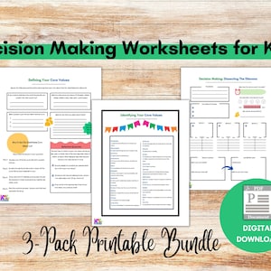 Decision Making Worksheet for Kids, Helping Kids to Develop Core Values, Printable Self-Reflection Activity Sheet