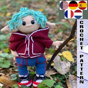SET of 2 PATTERNS. CROCHET pattern Elf doll in clothes. Amigurumi elf Eliot and outfit pattern. Digital product + 18 Videos
