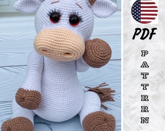 AMIGURUMI cow PATTERN. Crochet pattern amigurumi cow or bull. Cow pattern. Phototutorial pattern animals. English version. PDF