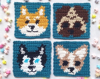 Handmade Crochet Coasters | Dog Coasters | Cute Dog Decor | Dog Lovers Gift | Home Decor Gifts