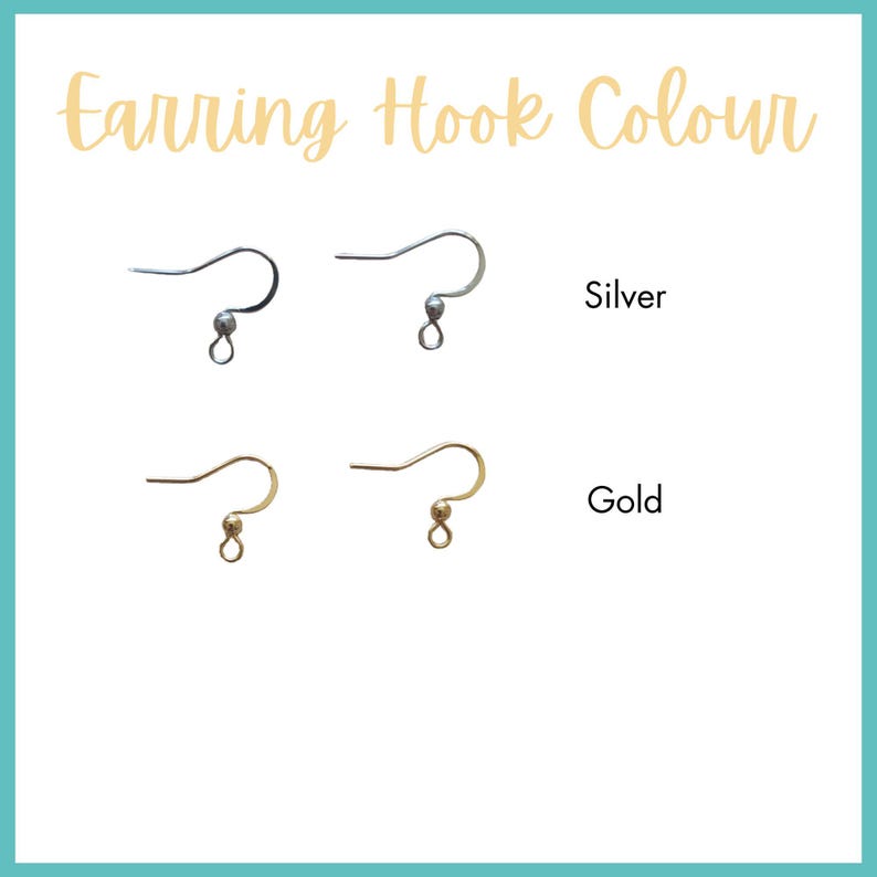 May include: Two pairs of earring hooks, one pair is silver and the other is gold. The earring hooks are shown against a white background.  Earring Hook Colour: Silver, Gold