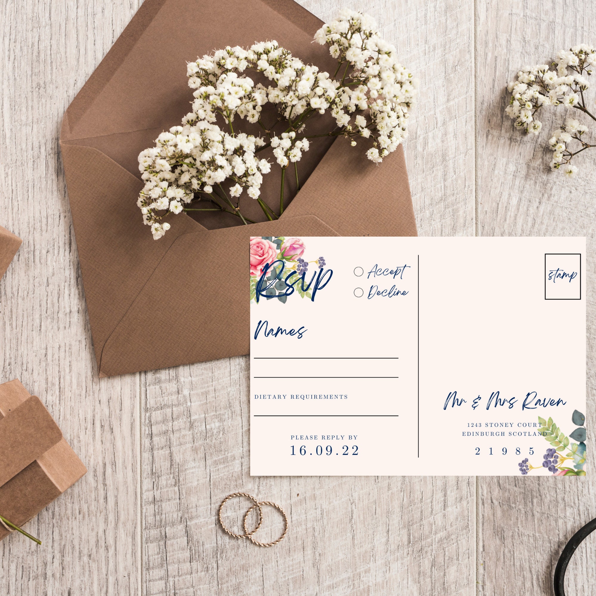 Image 7 for Wedding Rsvp Postcard Template Free