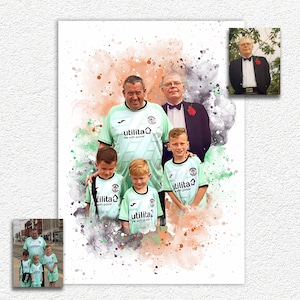 Watercolour Family Portrait, Father&#39;s Day Gift, Personalised Painting From Photo, Custom Family Print, Mother&#39;s Day Gift, Photo Art