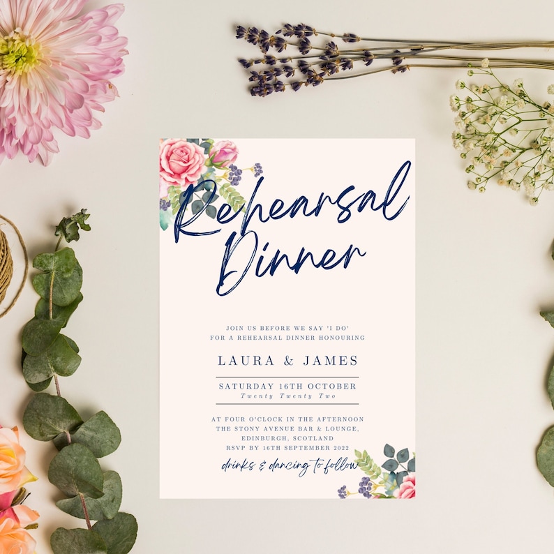 Printable Rehearsal Dinner Template, Editable Wedding Rehearsal Dinner ...