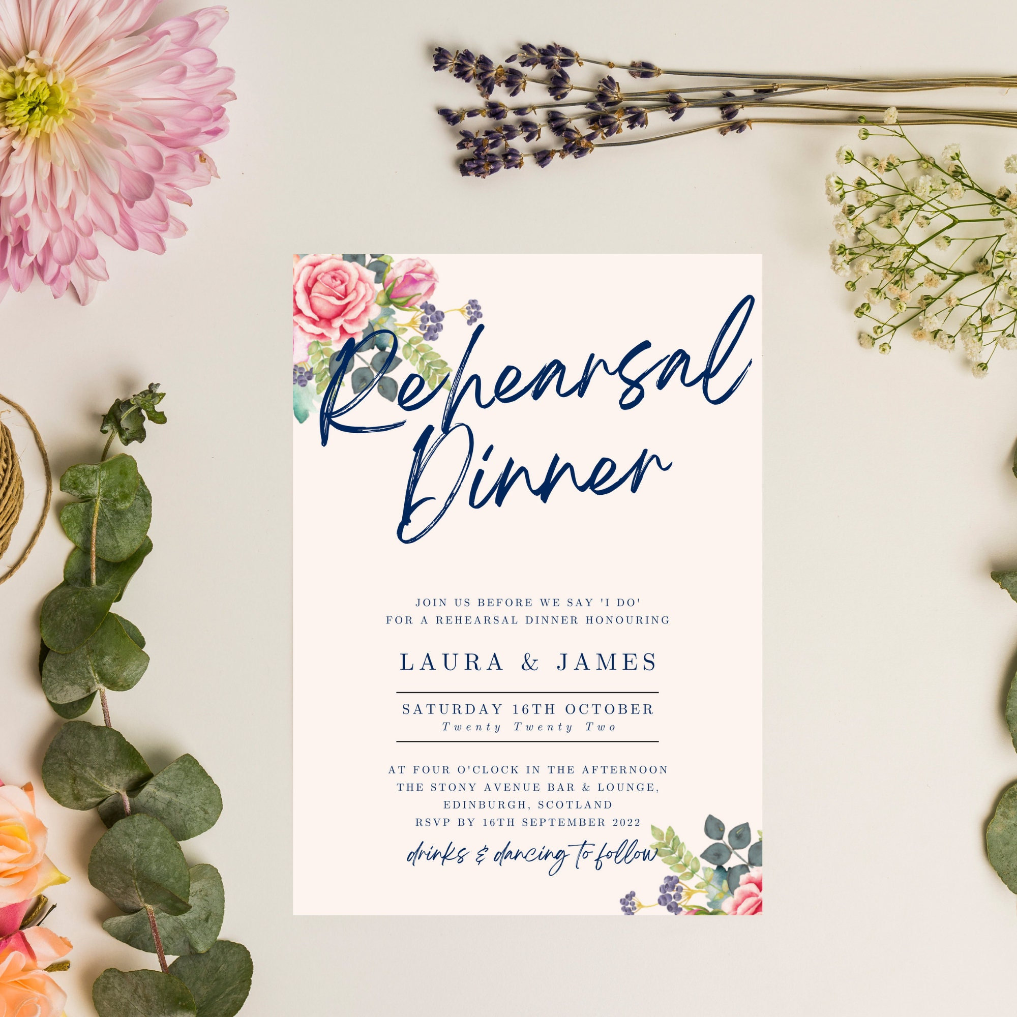 Printable Rehearsal Dinner Template, Editable Wedding Rehearsal Dinner ...