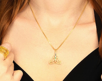 Gold Vermeil Chakra Pendant: Yoga Meditation Jewelry