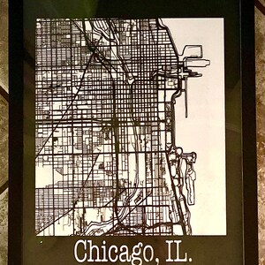 Chicago, IL. Precision Cut Street Map Art