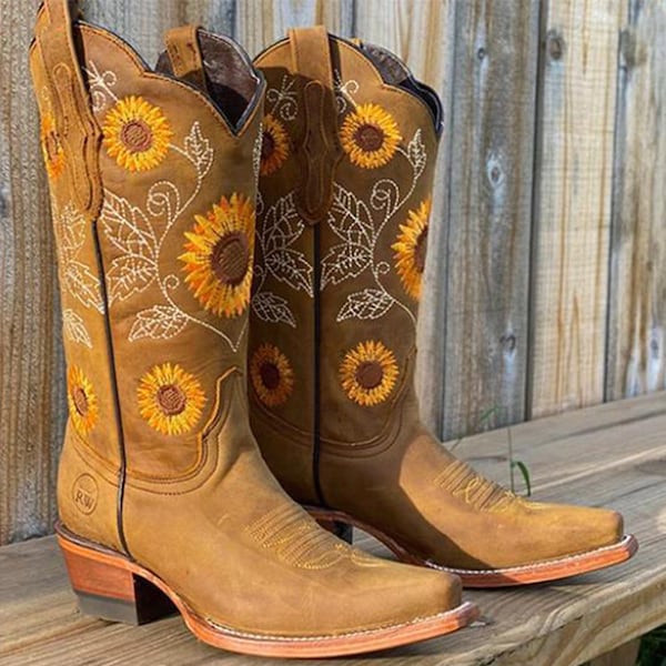 Sunflower Western Boots Etsy