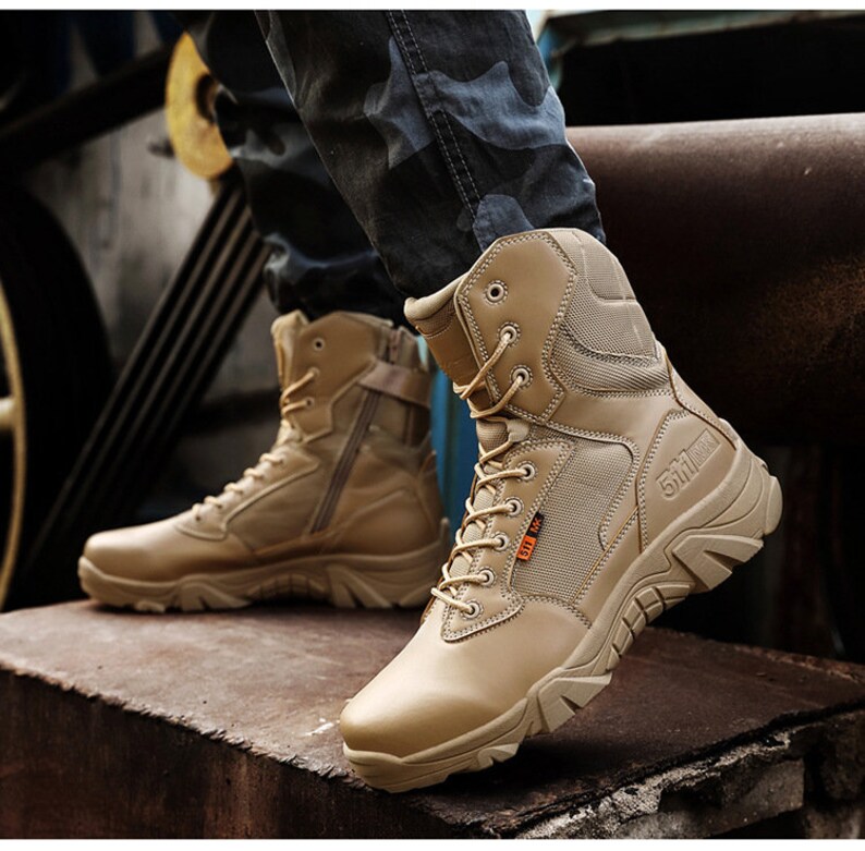 High Quality Military Leather Combat Boots for Men Army Boots Etsy