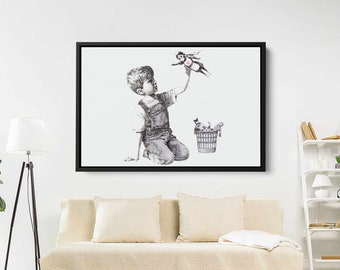 Banksy Canvas Wall Art |  Banksy -Game Change  |Urban Style Canvas | Graffiti Wall Art Canvas  | Canvas Wall Art| Banksy Street Art Canvas