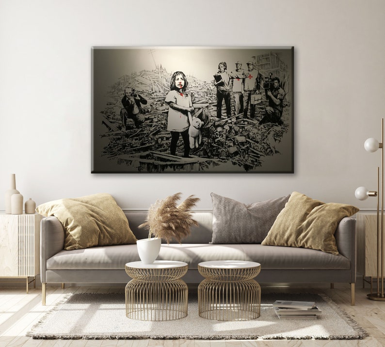 Banksy Canvas Wall Art Banksy Media at War Banksy Street Etsy