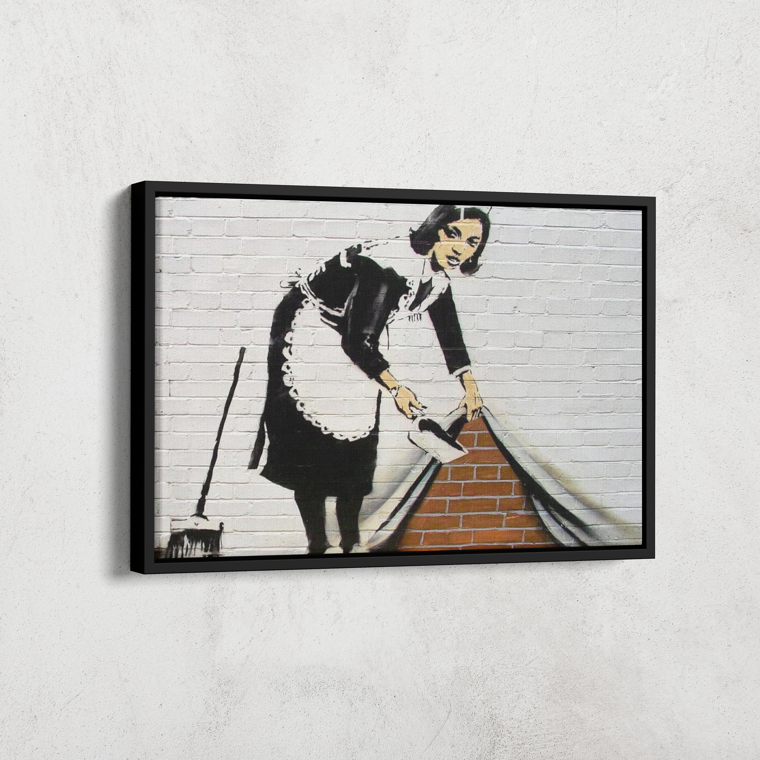 Banksy Canvas Wall Art Banksy Maid 2016 Banksy Street Art Etsy