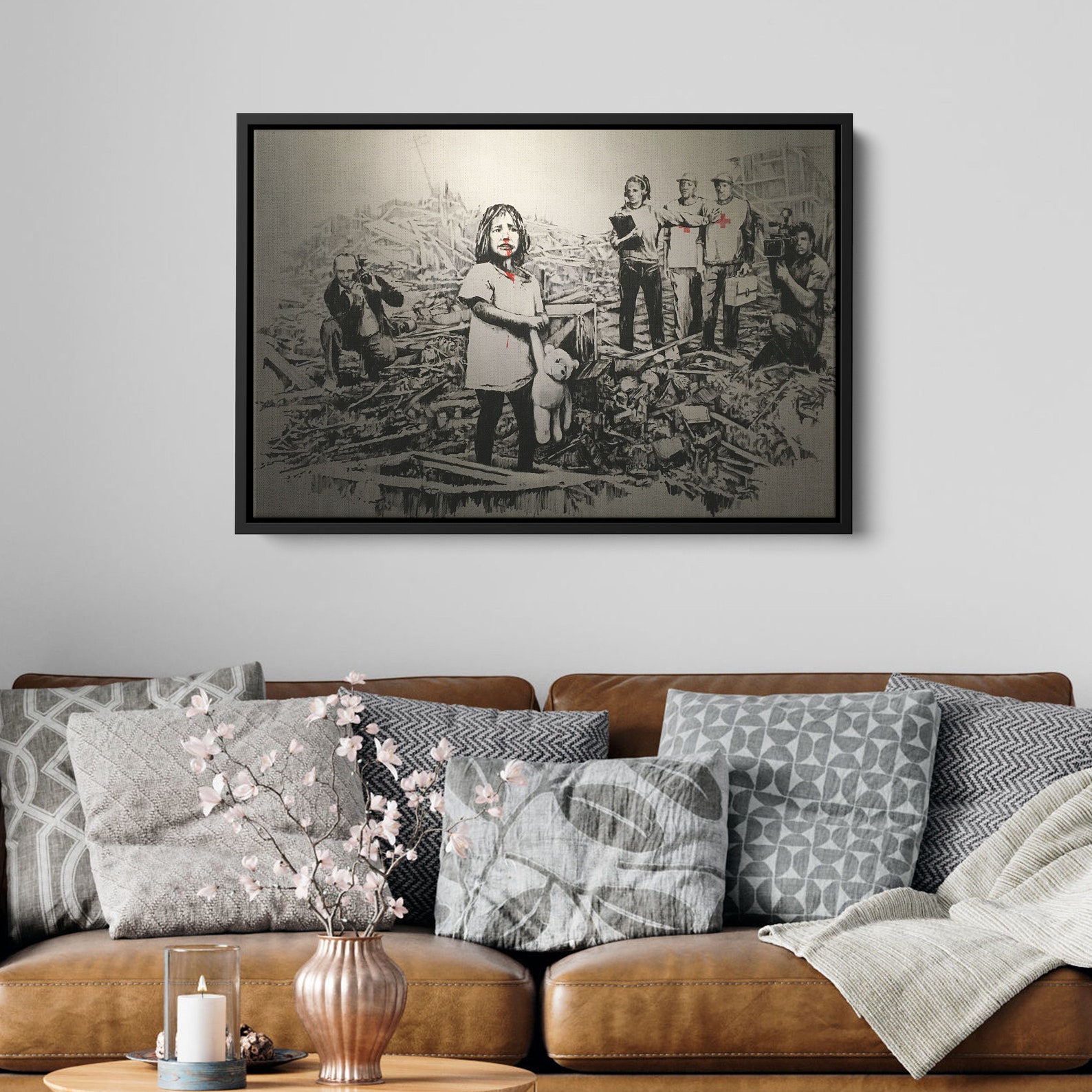 Banksy Canvas Wall Art Banksy Media at War Banksy Street Etsy