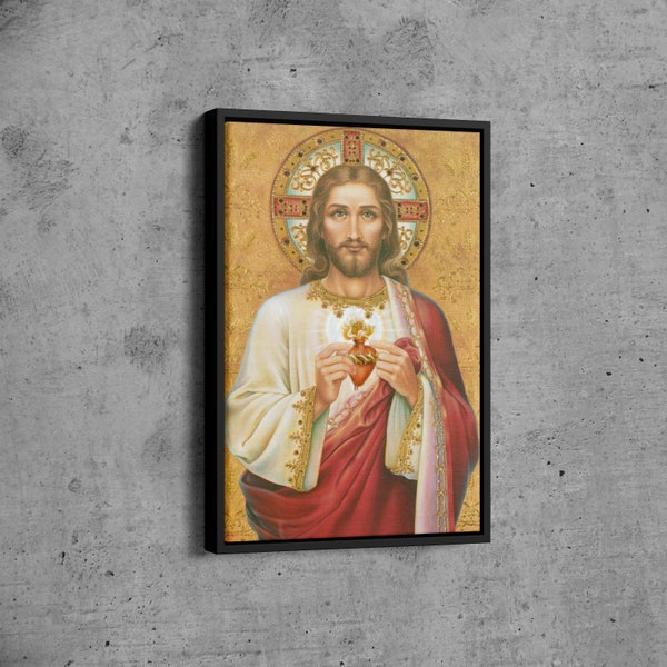 Jesus Christ Wall Art Canvas,New Year Gift Idea,Jesus Divine Home Decor,Sacred Heart of Jesus,Christan Wall Art,Jesus Believer,Religious Art