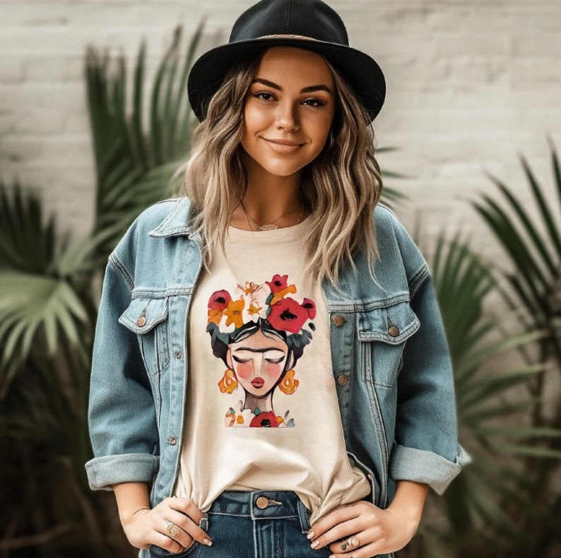 Frida Kahlo T-Shirt Frauenpower Frauen Damen Mädchen Oberteil Top Bild 2