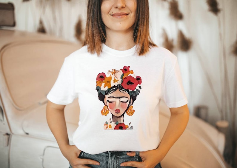 Frida Kahlo T-Shirt Frauenpower Frauen Damen Mädchen Oberteil Top Bild 3