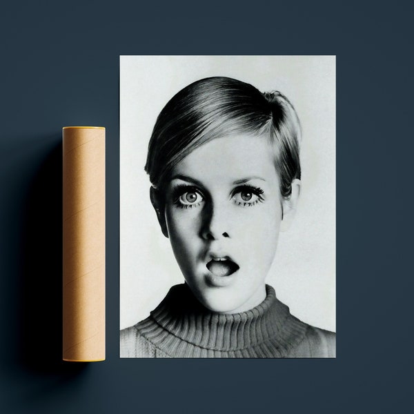 Twiggy 1960s Fashion Icon Model Vintage Print Art Poster | High Quality Poster | Cool Poster Gift | Twiggy Wall Art | All Sizes