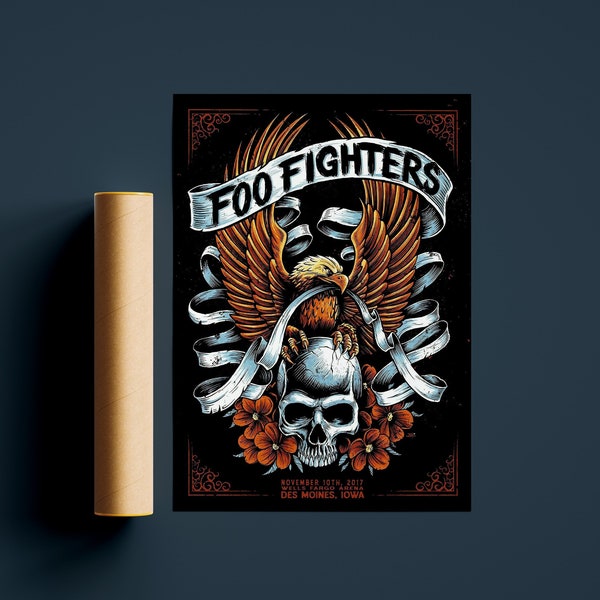 Cartel de Foo Fighters / Cartel de alta calidad / Regalo de cartel fresco / Arte de pared de Foo Fighters / Todos los tamaños