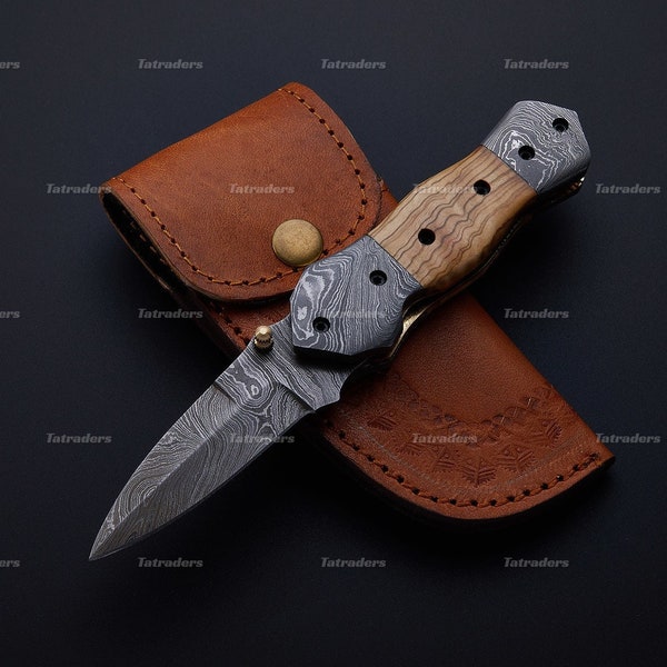 Custom Handmade Folding Knife, Damascus folding knife, Beautiful Pocket Knife, Hunting Knife, Anniversary Gift, Gift for him, Birthday Gift.