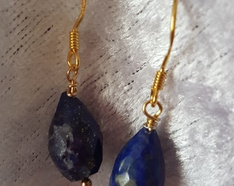 Lapis Lazuli Gold Plated Silver Earrings