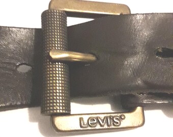 LEVI’S 501 Vintage Dark Brown Genuine Leather Double Silver Buckle Belt 32 Levis Mens Brown Casual Double Prong Utilitarian Belt (SZ 32  main image 3