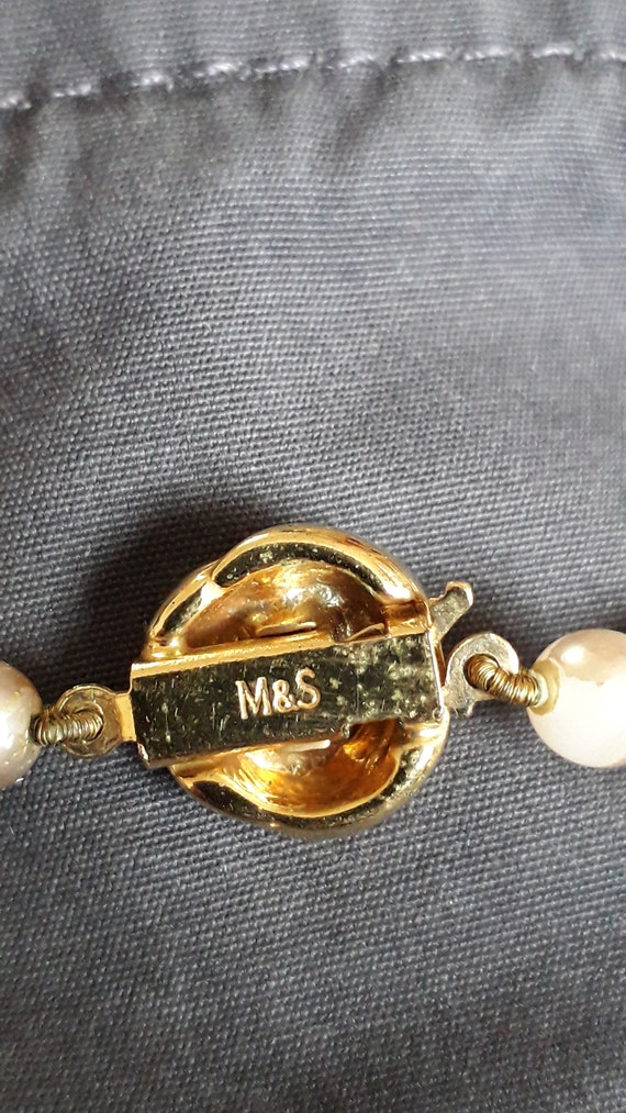 M S Faux Pearl Necklace With Gold Tone Clasp Etsy