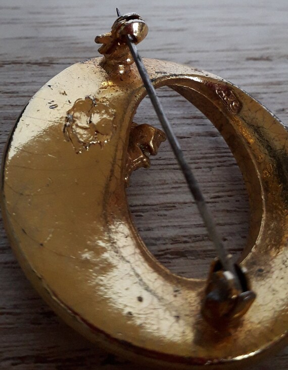 Vintage attwood and sawyer, gold tone crystal brooch. - Gem