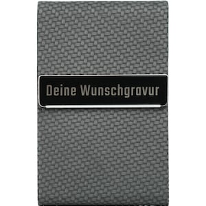 EMACES® Visitenkartenetui Kreditkartenetui mit Wunschgravur - Edelstahl Visitenkartenhalter für bis zu 20 Karten - personalisiertes Geschenk