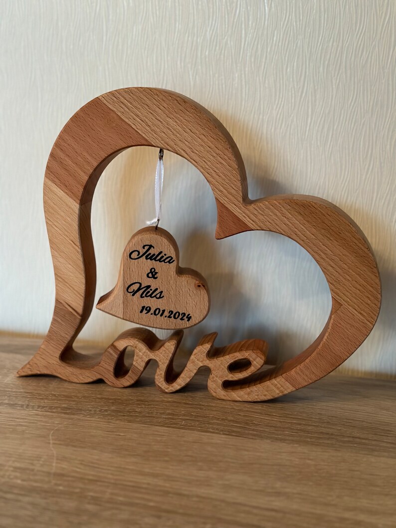 Personalized wooden heart image 2