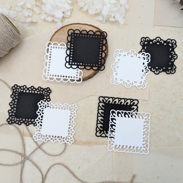 Stanzteile Doilies quadratisch • die cuts • Anhänger • Scrapbooking • 16 Stück