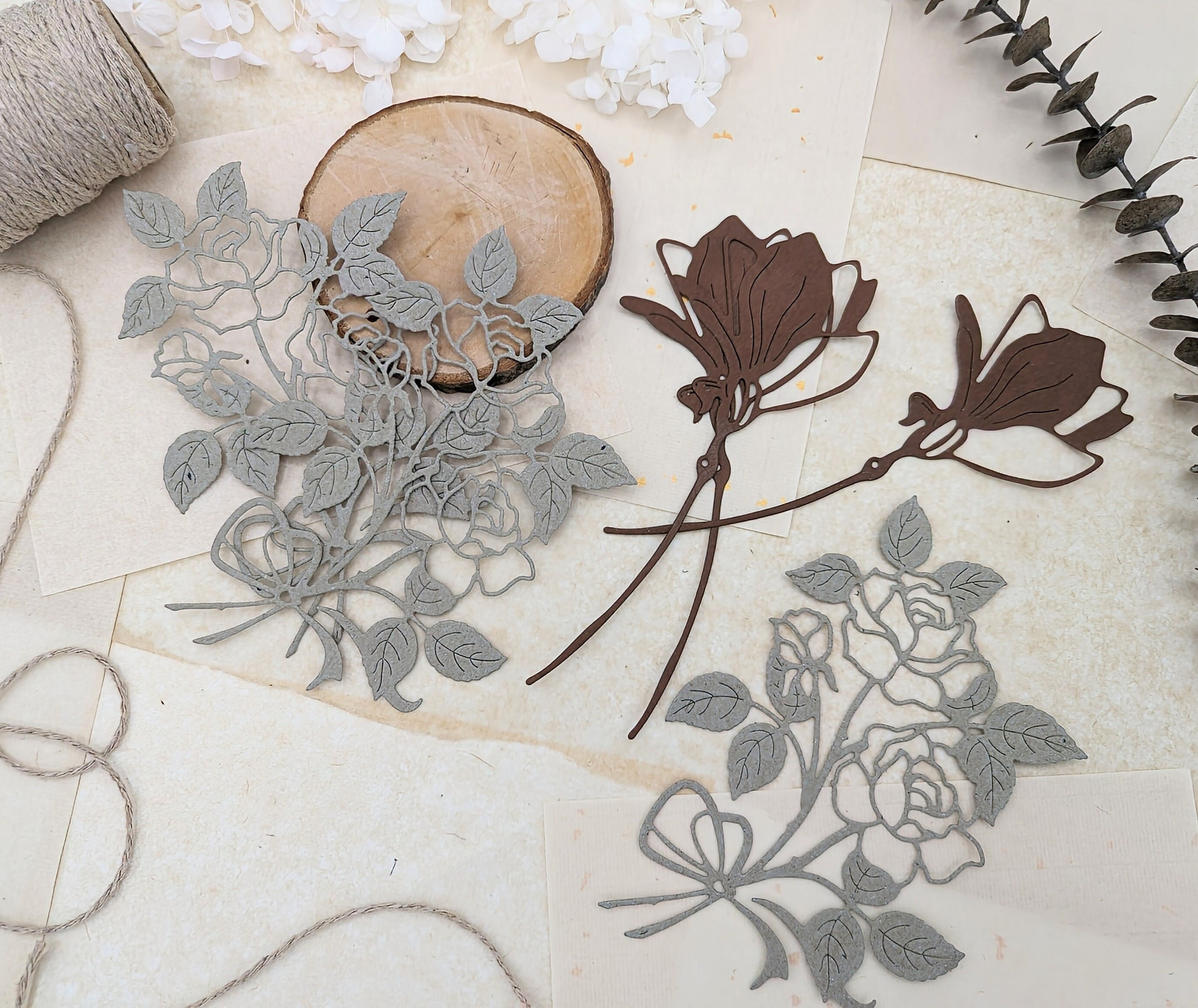 Die cuts flowers • 6 pieces • die cuts • floral die cuts for card making, art journaling, scrapbooking