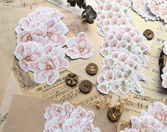 Flores recortadas en papel • Flores de papel • Rosas • Decoración para planificador • Juego de 30 piezas