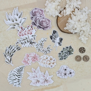 Papierausschnitte Blumen und Pflanzen • Papierblumen • Blumige Deko für das Journal oder Scrapbook • 36 Stk.
