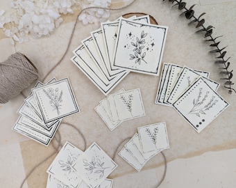 Decorative Cards • Pack of 25 • Botanical Small Cards • Journaling Cards • Planner Decorations