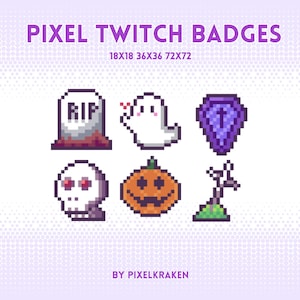 Twitch Pixel Art Bit Sub Badges Set for Halloween Spooky Stream