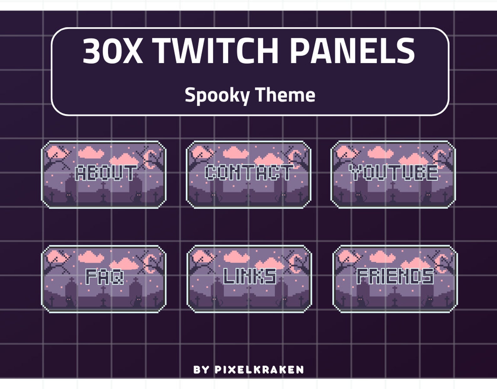 Twitch Pixel Art Panels Package for Halloween Spooky Stream Graphics - Etsy