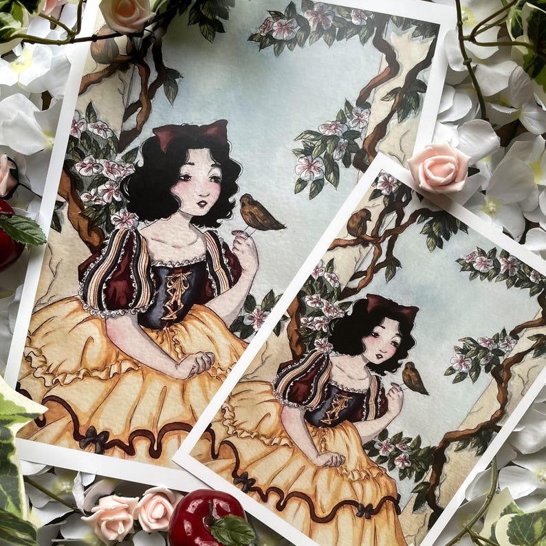 Snow White Art Print | Vintage Grimm's Fairytales-Inspired Illustration