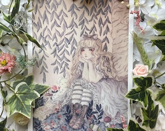 Alice in Wonderland Art Print | Alice’s Strange Dream | Watercolour and Ink