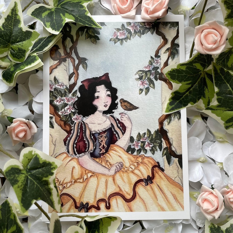 Snow White Art Print | Vintage Grimm's Fairytales-Inspired Illustration