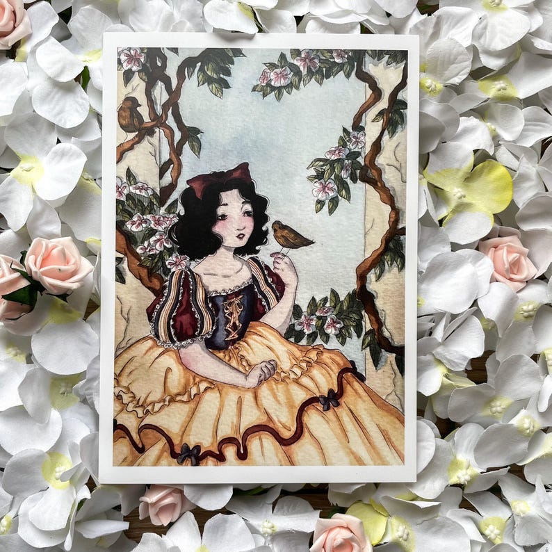 Snow White Art Print | Vintage Grimm's Fairytales-Inspired Illustration
